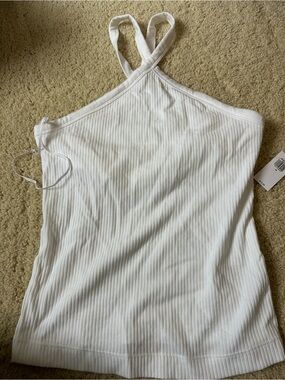 Old Navy White Ribbed Cross-Back Camisole